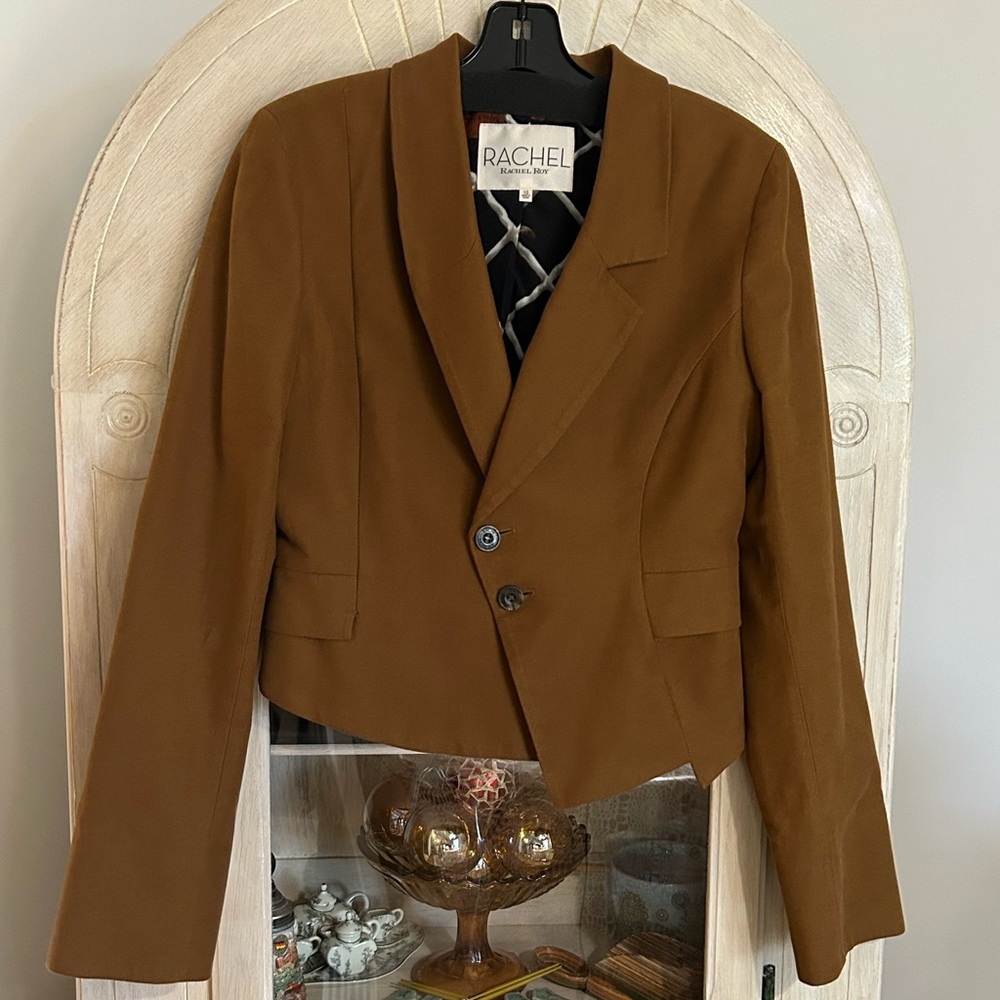 Rachel Rachel Roy Women's Asymmetrical Brown Blazer, Size 10, New Without Tag - Picture 4 of 16